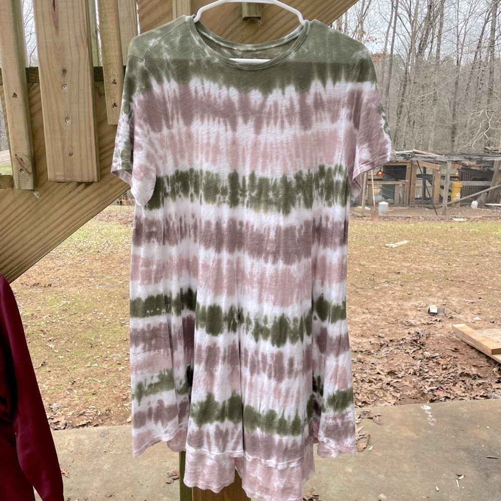 Show Me Your Mumu Boho Tie Dye Flowy Jersey Knit T Shirt Short Sleeve Mini Dress
